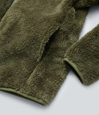 Stand Collar Long Sleeve Casual Sherpa Jacket with Pockets — Moss Green — view 8