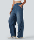 Mid Rise Casual Baggy JoggerJeans with Pockets — Estate Blue Denim — view 1