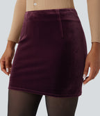 High Waisted 2-in-1 Velvet Bodycon Mini Skirt — Dusky purple — view 5