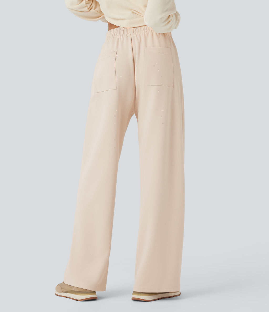 Mid Rise Straight Leg Workout Trousers with Pockets — Birch — view 1