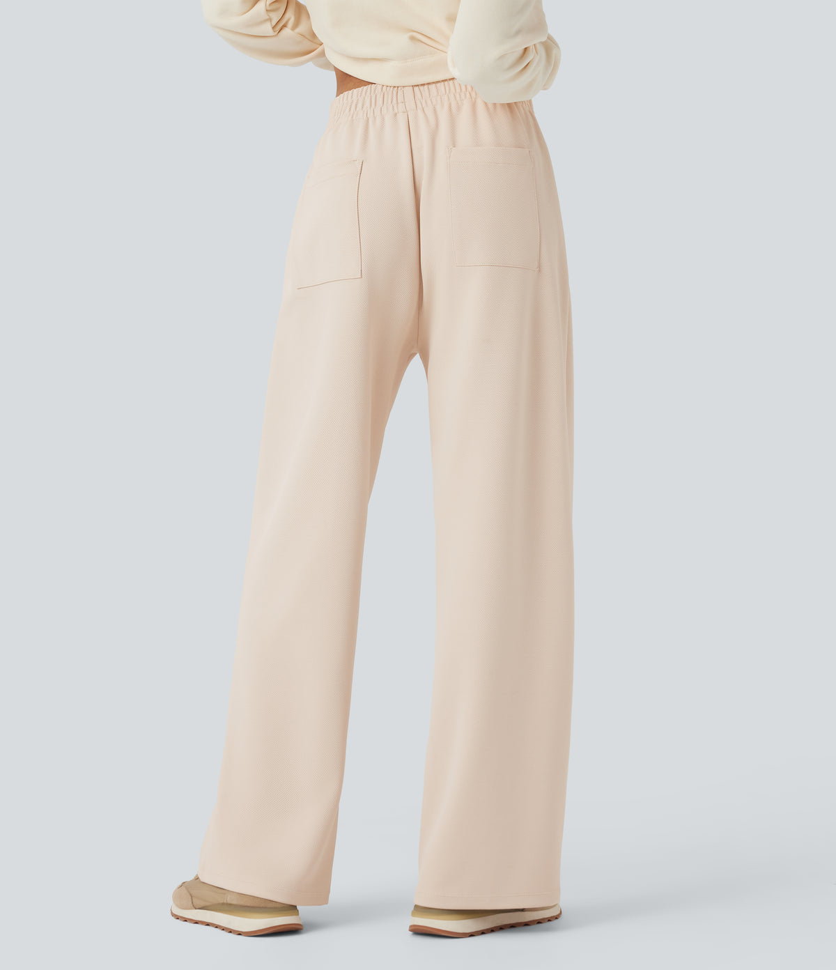Mid Rise Straight Leg Workout Trousers with Pockets — Birch — view 1