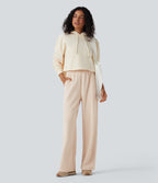Mid Rise Straight Leg Workout Trousers with Pockets — Birch — view 6