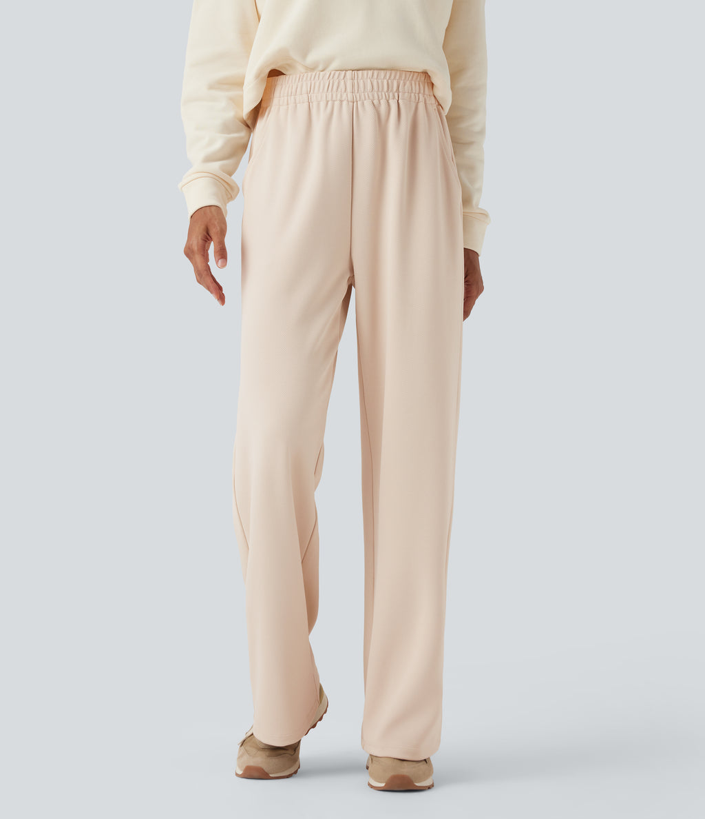 Mid Rise Straight Leg Workout Trousers with Pockets — Birch — view 3