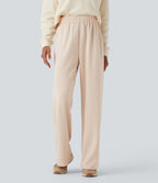 Mid Rise Straight Leg Workout Trousers with Pockets — Birch — view 3