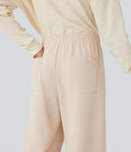 Mid Rise Straight Leg Workout Trousers with Pockets — Birch — view 4