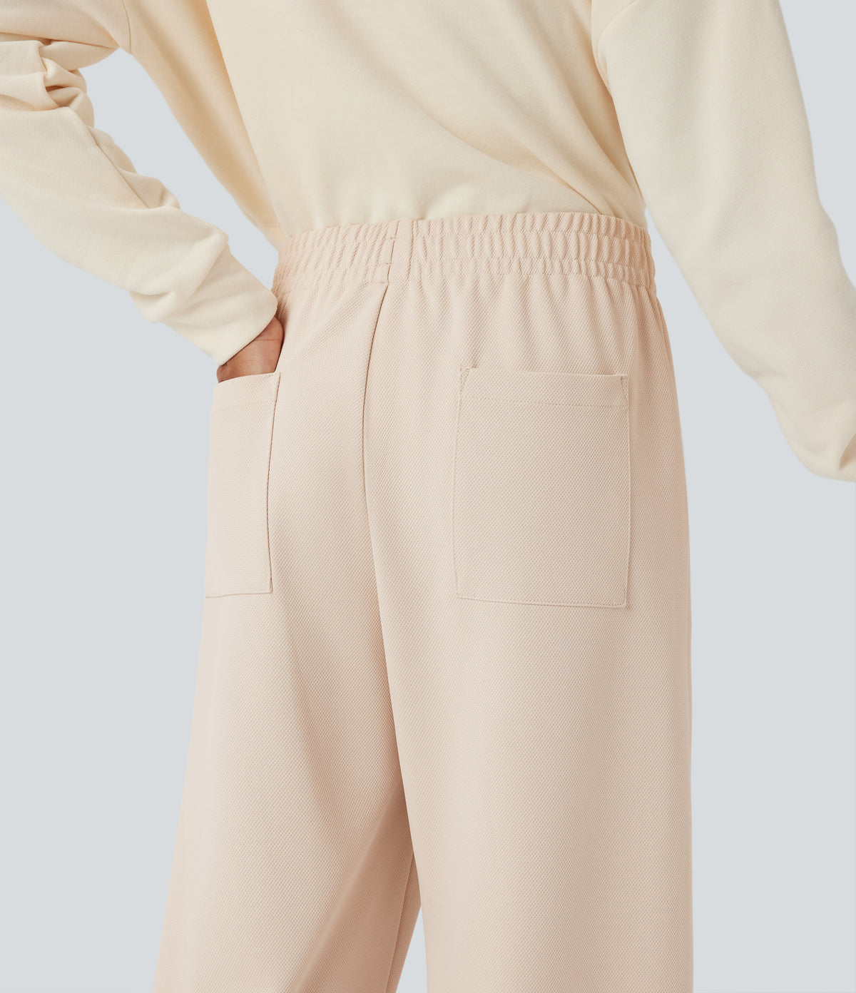 Mid Rise Straight Leg Workout Trousers with Pockets — Birch — view 4