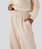 Mid Rise Straight Leg Workout Trousers with Pockets — Birch — view 5