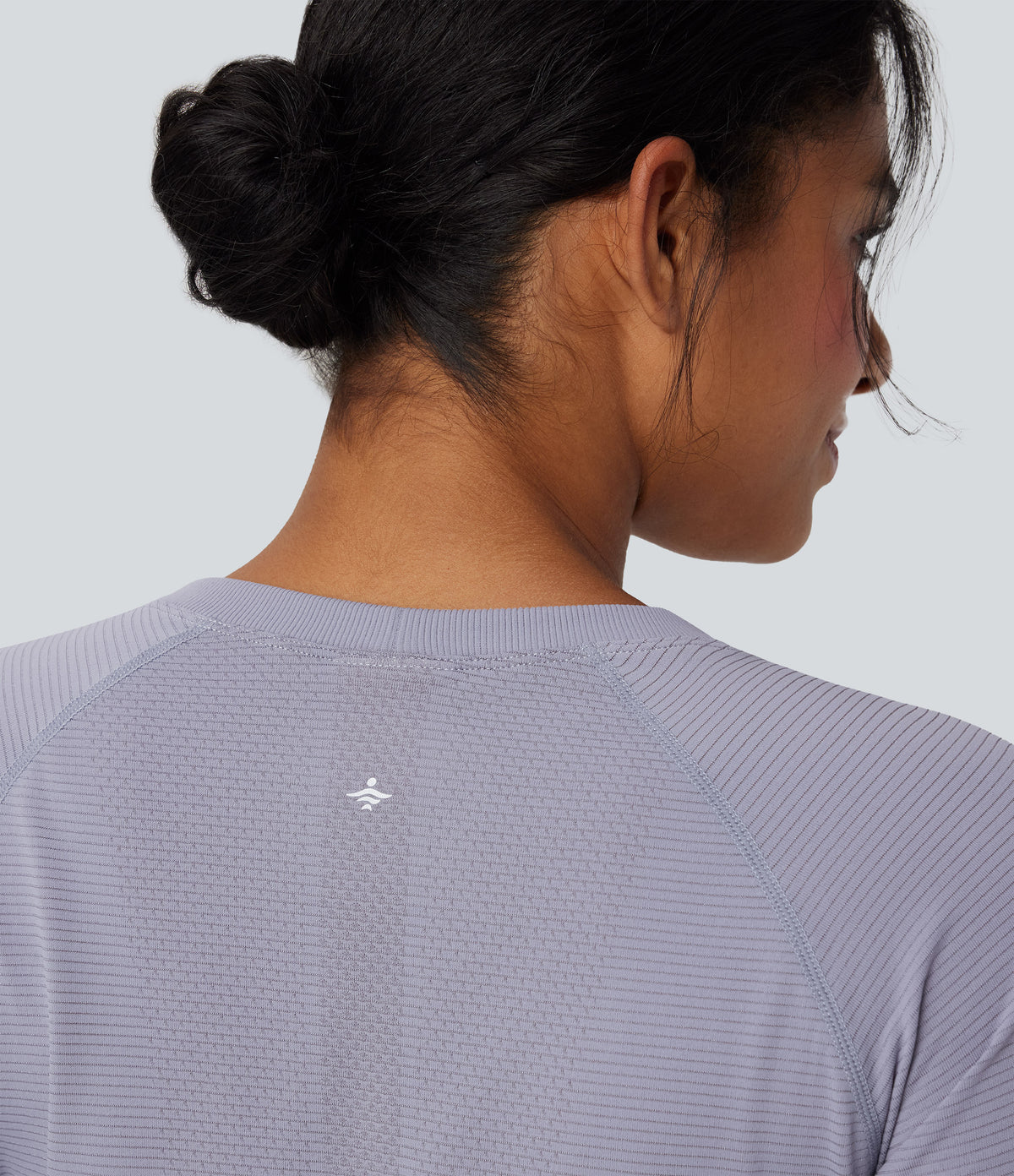 OneForm Seamless Flow Round Neck Raglan Long Sleeve Workout Sports Top — Lavender Aura — view 6
