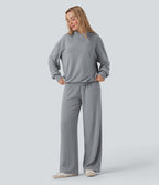 Hooded Long Sleeve Oversized Cable Knit Casual Sweatshirt — Weathervane — view 5