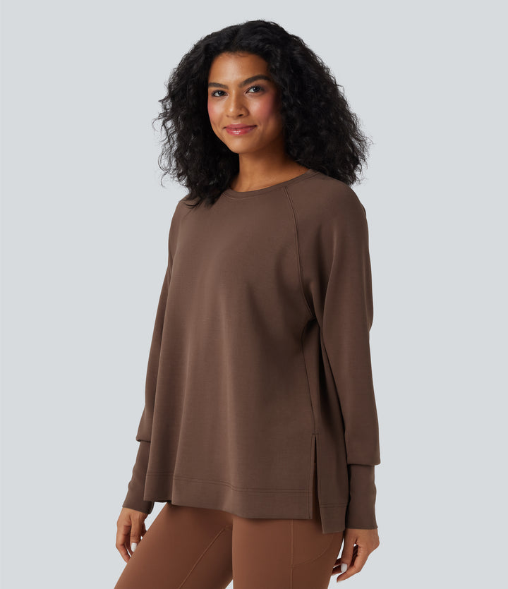 SpacerTek Round Neck Long Sleeve Casual Sweatshirt — Mustang — view 1