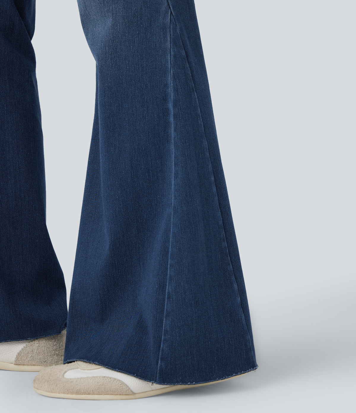Mid Rise Casual Flared Jeans with Pockets — Estate Blue Denim — view 6