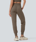 High Waisted Tummy Control Yoga Joggers with Pockets — Dawn Brown — view 2