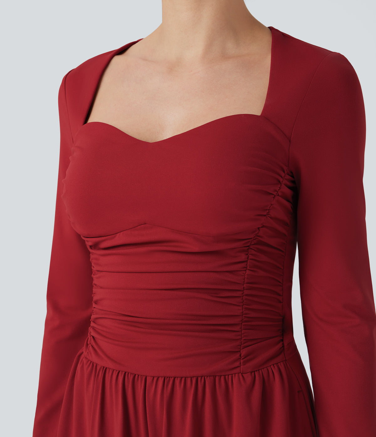 Sweetheart Neck Long Sleeve Ruched Casual Jumpsuit with Pockets-Edition — Emboldened — view 4