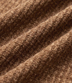 Long Sleeve Knit Waffle Casual Jacket with Pockets — Toffee — view 7