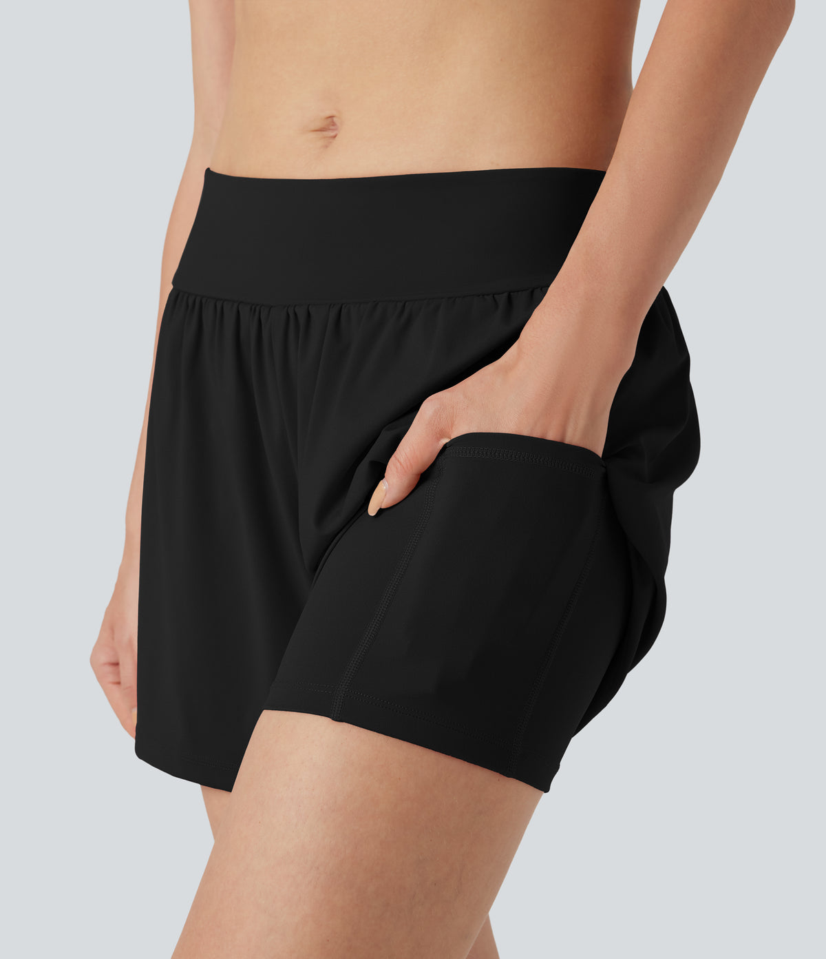 Airy Low Rise InstantCool Shorts 5'' with Pockets — Black — view 5