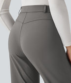 High Waisted 7/8 Work Tapered Trousers with Pockets — Silent Storm — view 5