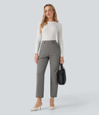 High Waisted 7/8 Work Tapered Trousers with Pockets — Silent Storm — view 6
