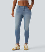 Low Rise Casual Skinny Jeans with Pockets — Coronet Blue Denim — view 3