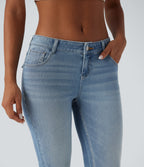 Low Rise Casual Skinny Jeans with Pockets — Coronet Blue Denim — view 4