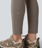 High Waisted Skinny Fleece Hiking Cargo Trousers with Pockets — Walnut — view 7