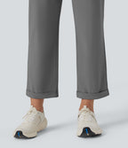 High Waisted Tapered Yoga Trousers with Pockets — Steel Gray — view 5
