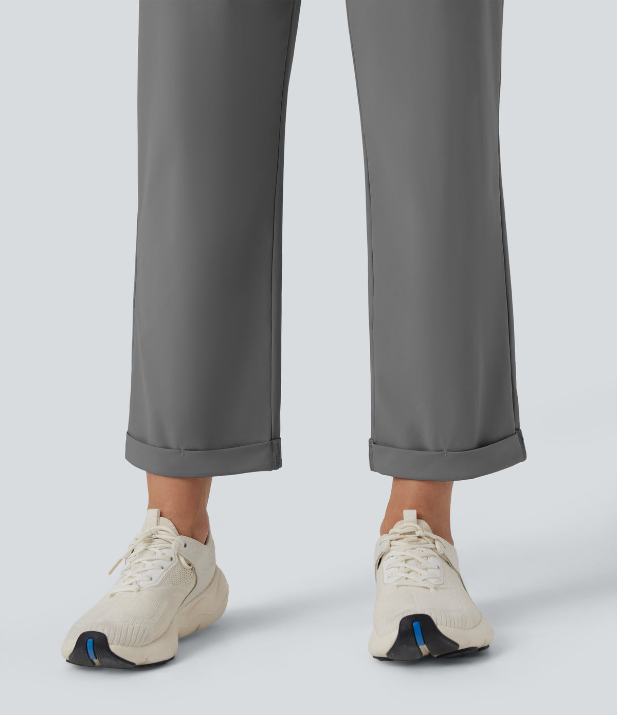 High Waisted Tapered Yoga Trousers with Pockets — Steel Gray — view 5