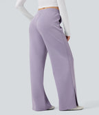 High Waisted Drawstring Casual Trousers with Pockets — English Hyacinth — view 2