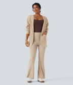 Long Sleeve Waffle Casual Cardigan with Pockets — White Swan — view 6