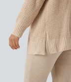 Long Sleeve Waffle Casual Cardigan with Pockets — White Swan — view 5
