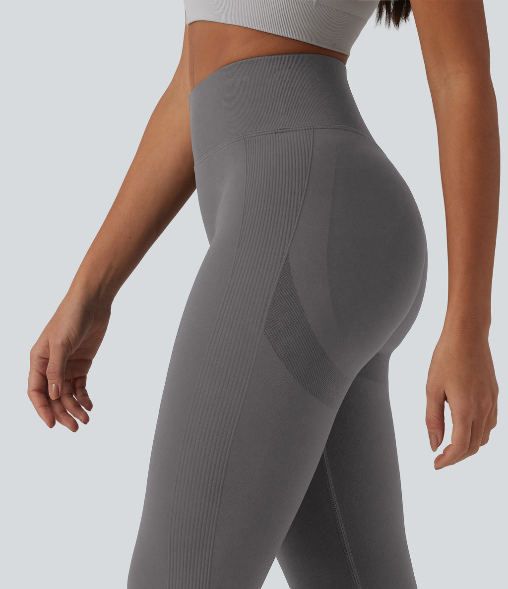 OneForm Seamless Flow High Waisted Booty Scrunch Yoga Leggings — Eiffel Tower — view 5