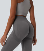 OneForm Seamless Flow High Waisted Booty Scrunch Yoga Leggings — Eiffel Tower — view 4