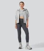 High Waisted Fleece 7/8 Hiking Leggings with Pockets — Periscope — view 7