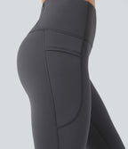 High Waisted Fleece 7/8 Hiking Leggings with Pockets — Periscope — view 6