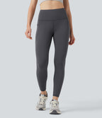 High Waisted Fleece 7/8 Hiking Leggings with Pockets — Periscope — view 3