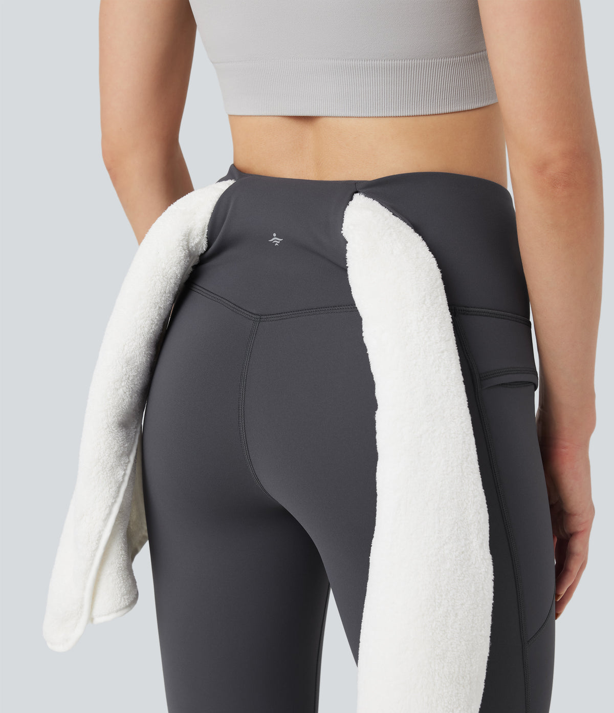 High Waisted Fleece 7/8 Hiking Leggings with Pockets — Periscope — view 5