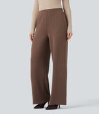 SpacerTek High Waisted Wide Leg Work Trousers with Pockets — Mustang — view 4