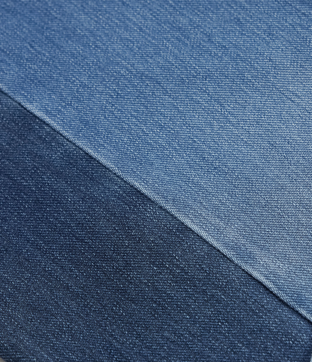 Low Rise Color Block Wide Leg Casual Jeans with Pockets — Vallarta Blue Denim — view 7