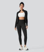 OneForm Seamless Flow High Waisted 7/8 Yoga Leggings — Black — view 6