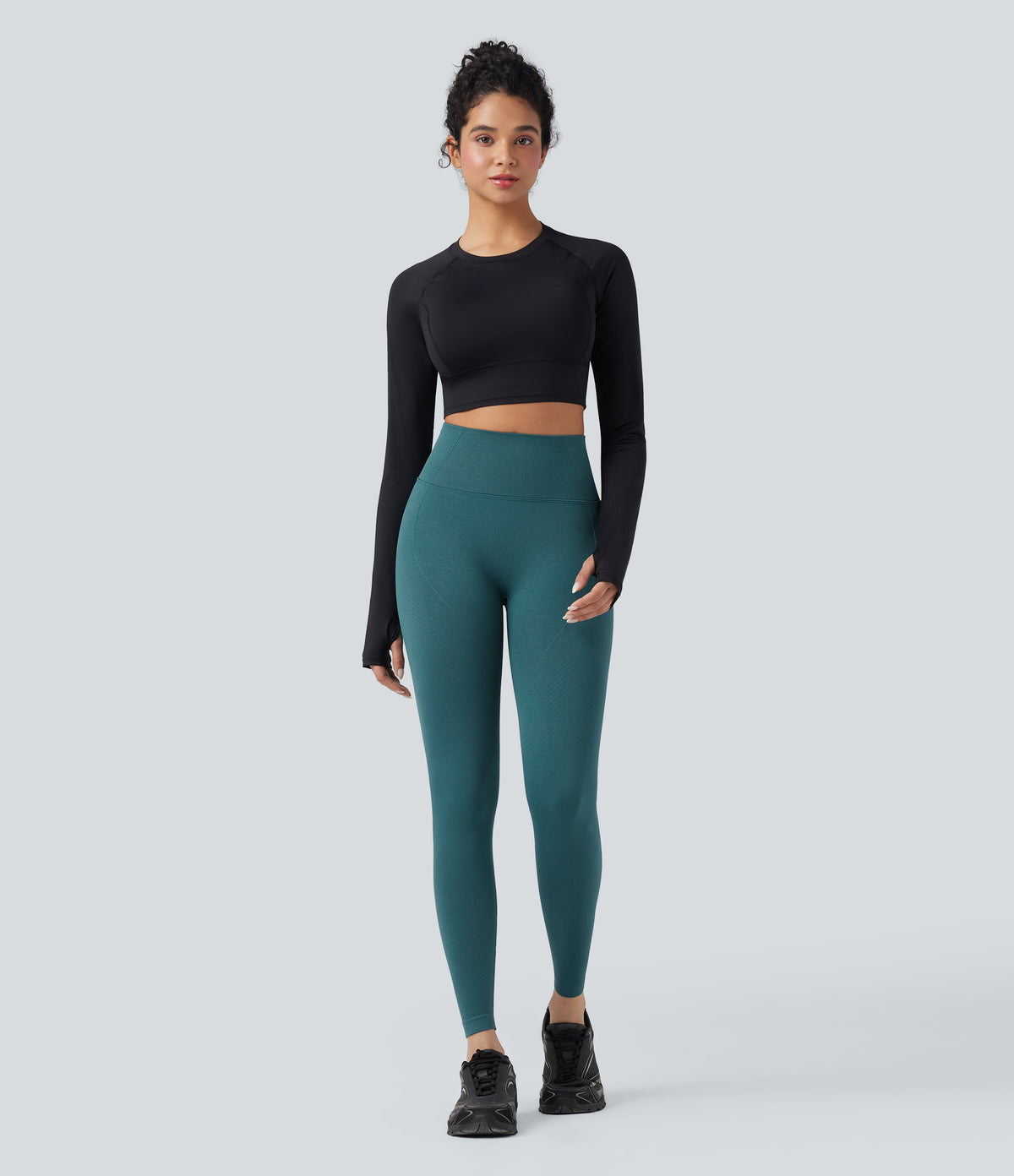 OneForm Seamless Flow High Waisted Tummy Control Butt Lifting Yoga 7/8 Leggings — Dragonfly — view 6