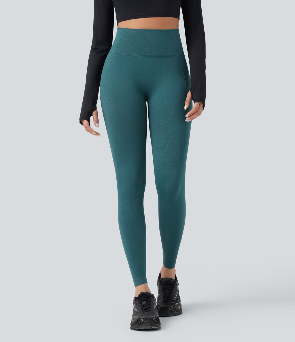 OneForm Seamless Flow High Waisted Tummy Control Butt Lifting Yoga 7/8 Leggings — Dragonfly — view 3