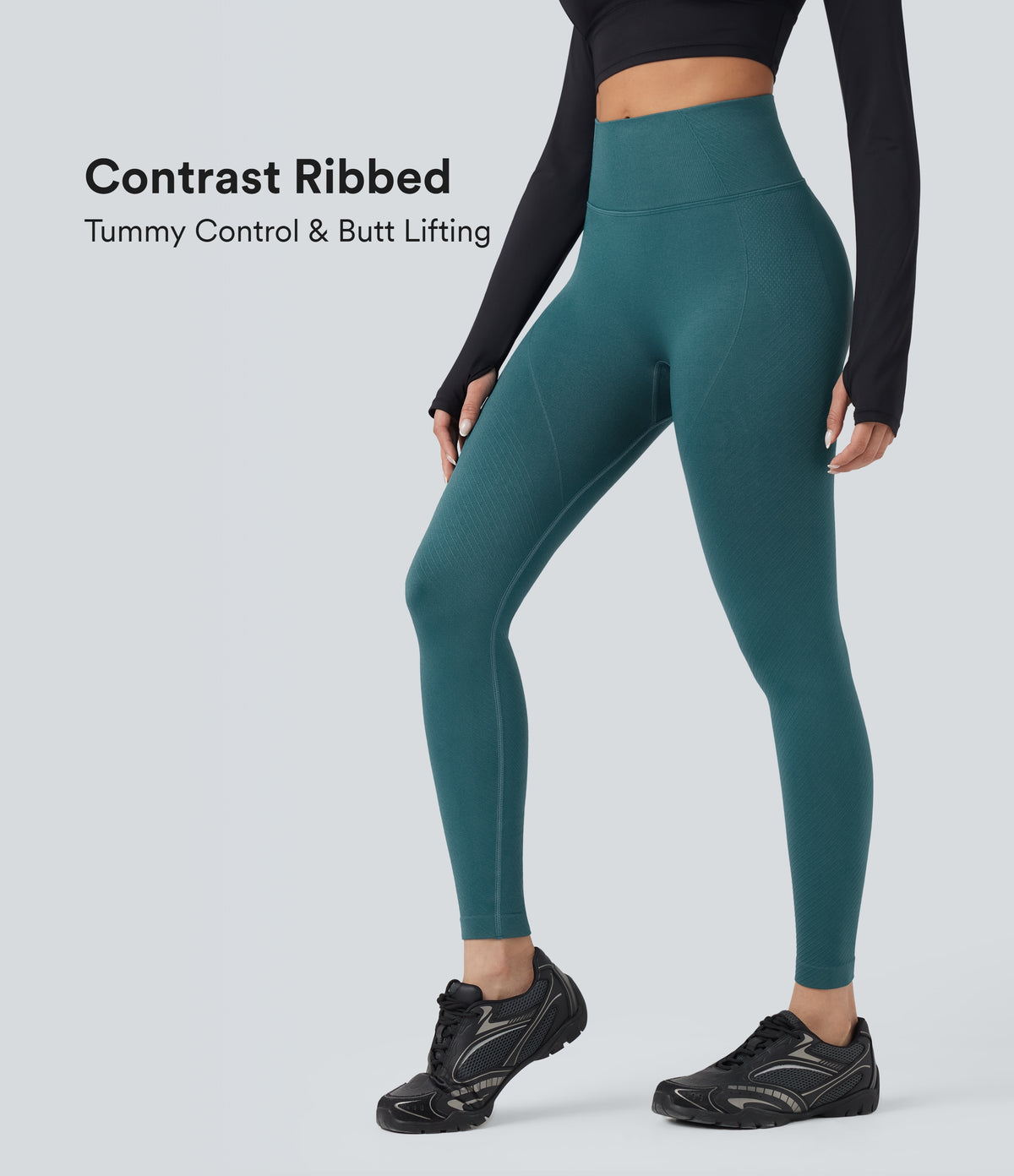 OneForm Seamless Flow High Waisted Tummy Control Butt Lifting Yoga 7/8 Leggings — Dragonfly — view 1