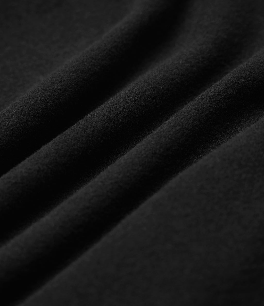 Mock-neck Long Sleeve Ruched Asymmetric Hem Thermal Casual Top — Black — view 6