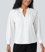 V Neck Long Sleeve Work Shirt — White — view 5