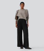 Boat Neck Batwing Sleeve Casual Jumper — Chateau Gray — view 6