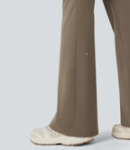 Foldover Mid Rise Ruched Tummy Control Dance Bootcut Leggings with Pockets — Dawn Brown — view 6