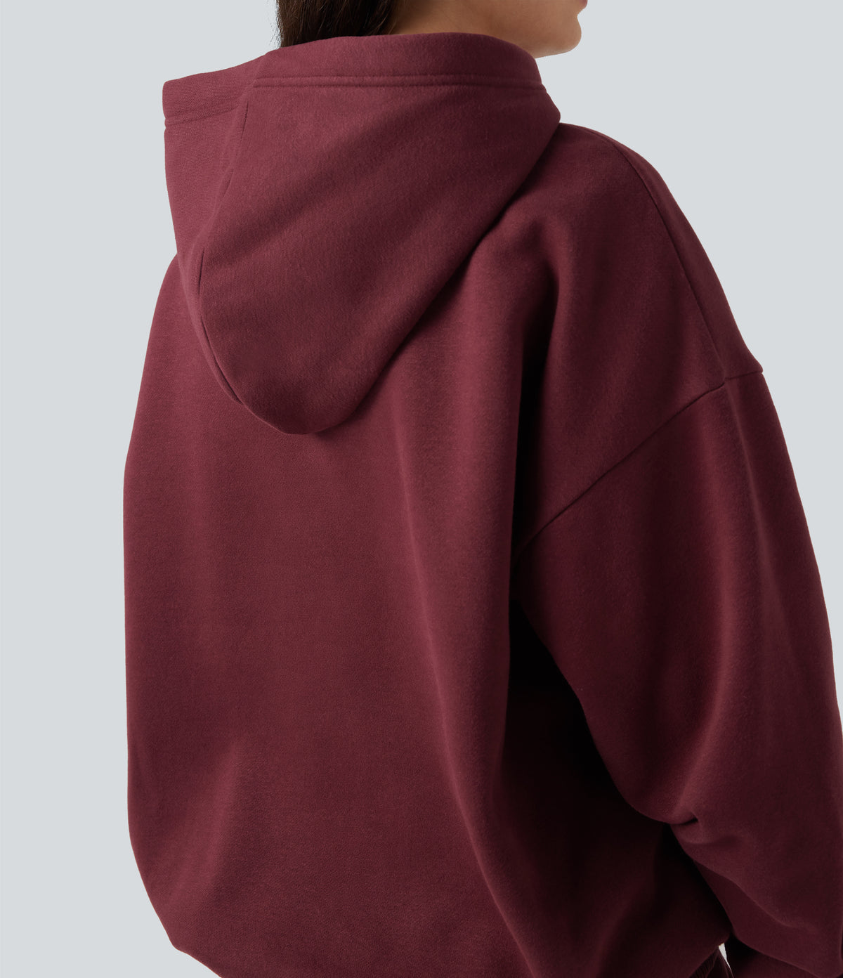 Hooded Long Sleeve Fleece Casual Cotton Sweatshirt with Pockets — Chocolate Truffle — view 4