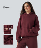 Hooded Long Sleeve Fleece Casual Cotton Sweatshirt with Pockets — Chocolate Truffle — view 1