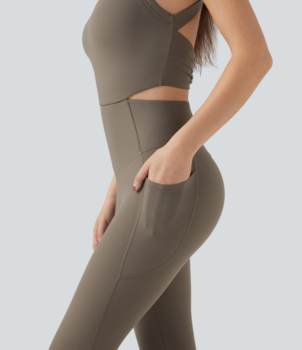 Tummy Control Training Jumpsuit with Pockets-Edition — Dawn Brown — view 8
