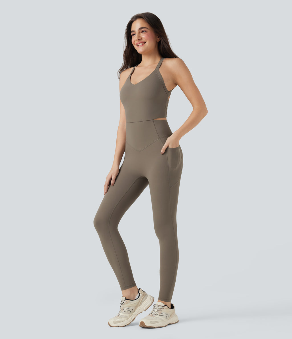 Tummy Control Training Jumpsuit with Pockets-Edition — Dawn Brown — view 4