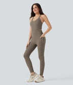 Tummy Control Training Jumpsuit with Pockets-Edition — Dawn Brown — view 4
